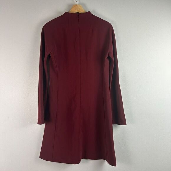 Theory Dolman Shift Dress - Mock Neck Long Sleeve - Burgundy - Picture 3 of 8